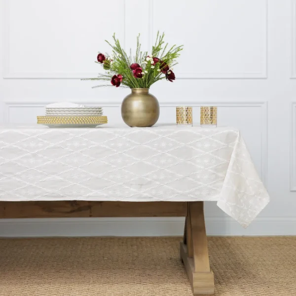 Sale Pomegranate Inc India Hicks Home Embroidered Diamond White Tablecloth