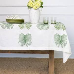 Outlet Pomegranate Inc India Hicks Home Embroidered Twin Palms Soft Sage Tablecloth