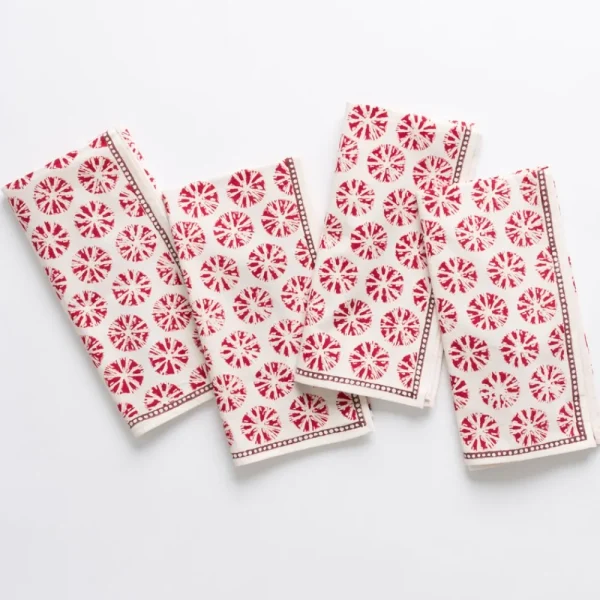 Fashion Pomegranate Inc India Hicks Home Sea Biscuit Red Napkin | Set of 4