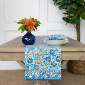 New Pomegranate Inc Iznik Blue Table Runner