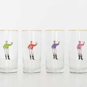 Hot Pomegranate Inc Jockeys Drinking Glasses Mixed Set of 4