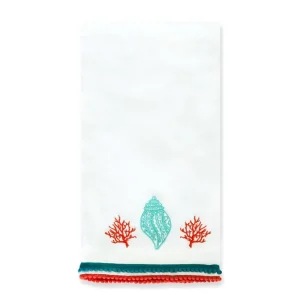 Sale Pomegranate Inc Lyford Shell Embroidered Tea Towels