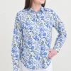 Sale Pomegranate Inc Mila Floral Blue Button Down Blouse