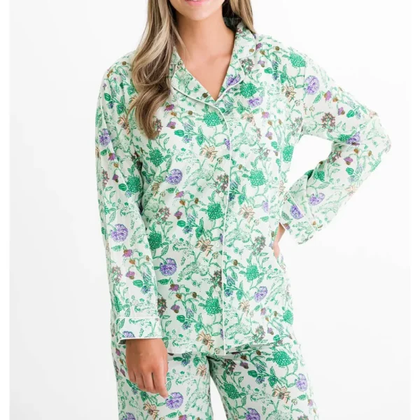 Clearance Pomegranate Inc Mila Floral Emerald Pajama Top