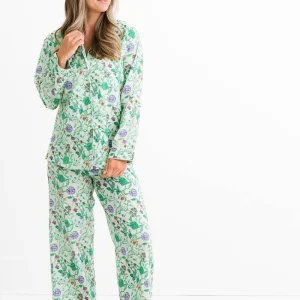 Clearance Pomegranate Inc Mila Floral Emerald Pajama Top