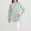 Fashion Pomegranate Inc Mila Floral Emerald Pintuck Collared Tunic