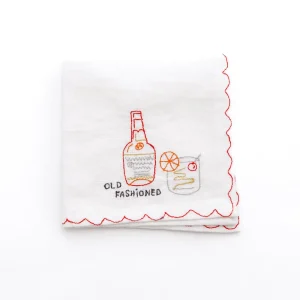 Hot Pomegranate Inc Mixed Drink Embroidered Linen Cocktail Napkins | Set of 6