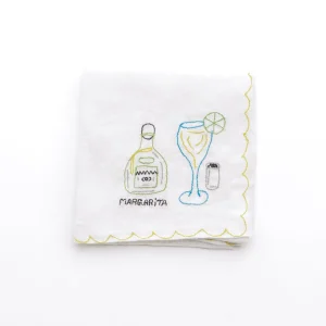 Hot Pomegranate Inc Mixed Drink Embroidered Linen Cocktail Napkins | Set of 6