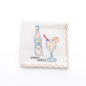 Hot Pomegranate Inc Mixed Drink Embroidered Linen Cocktail Napkins | Set of 6