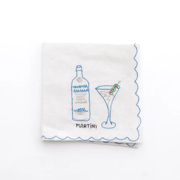 Hot Pomegranate Inc Mixed Drink Embroidered Linen Cocktail Napkins | Set of 6