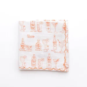 Hot Pomegranate Inc Mixed Drink Printed Linen Cocktail Napkins | Set of 6