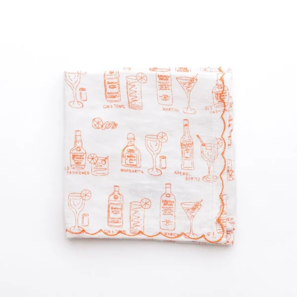 Hot Pomegranate Inc Mixed Drink Printed Linen Cocktail Napkins | Set of 6