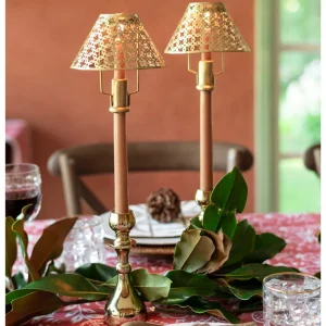 New Pomegranate Inc Modern Candlestick and Cutwork Shade | Set of 2