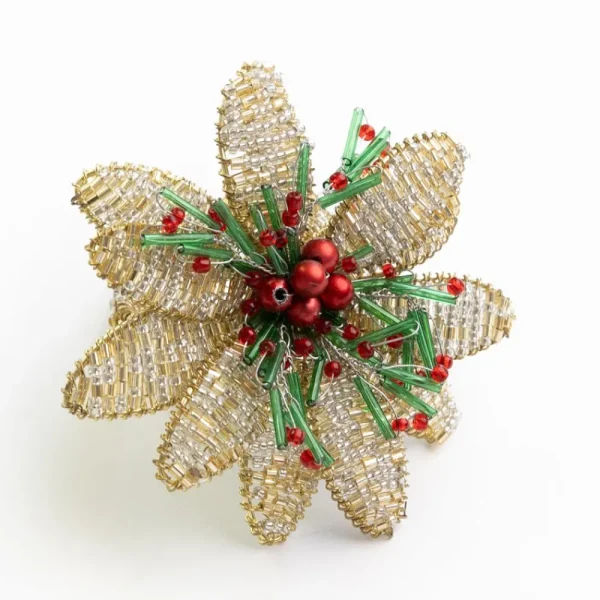 Hot Pomegranate Inc Multi Flower Beaded Napkin Ring | Set of 4