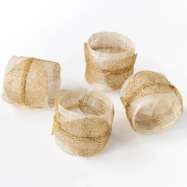 Discount Pomegranate Inc Mustard Poplar Leaf Napkin Rings | Set of 4