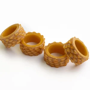 Sale Pomegranate Inc Mustard Round Resin Beaded Napkin Ring | Set of 4