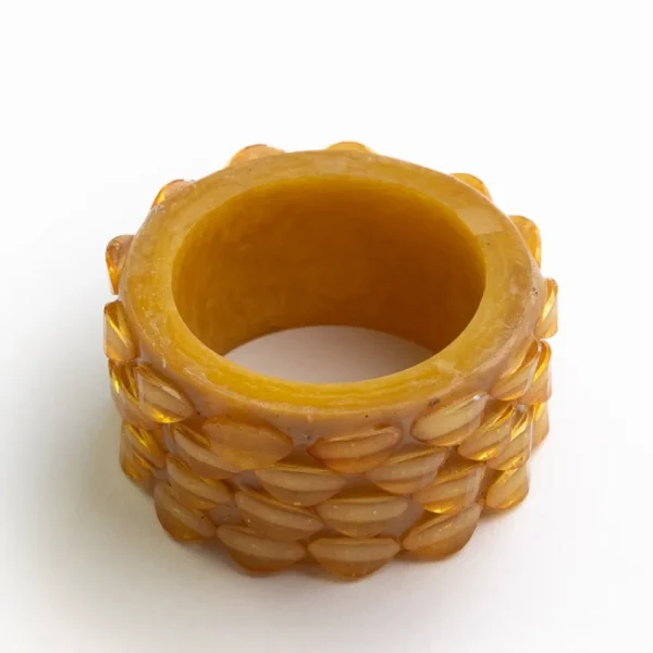 Sale Pomegranate Inc Mustard Round Resin Beaded Napkin Ring | Set of 4