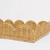 Hot Pomegranate Inc Natural Wicker Scalloped Rectangle Tray