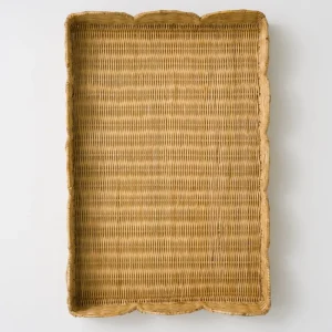 Hot Pomegranate Inc Natural Wicker Scalloped Rectangle Tray