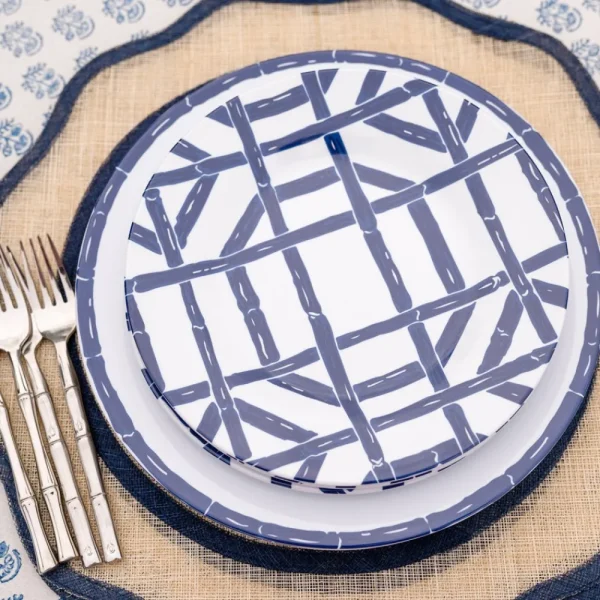 New Pomegranate Inc Navy Bamboo Melamine Luncheon Plates