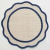 Discount Pomegranate Inc Navy Blue Scalloped Edge Natural Fiber Round Placemats