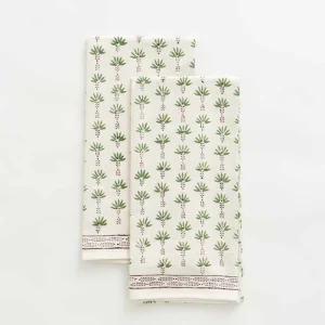 Sale Pomegranate Inc Palm Tree Dot Green Tea Towels | Set of 2