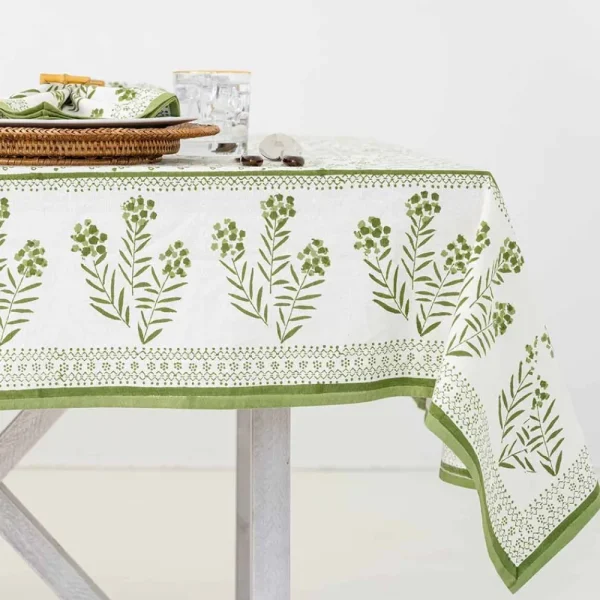 New Pomegranate Inc Phlox Green Tablecloth