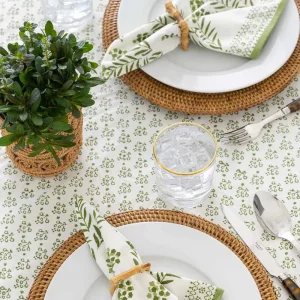 New Pomegranate Inc Phlox Green Tablecloth