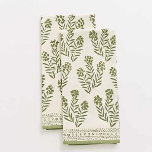 Hot Pomegranate Inc Phlox Green Tea Towels | Set of 2