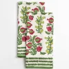 Clearance Pomegranate Inc Pom Bells Basil & Magenta Tea Towels | Set of 2