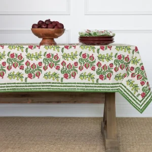 Discount Pomegranate Inc Pom Bells Basil & Magenta Tablecloth