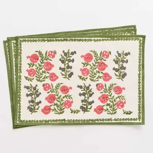 Outlet Pomegranate Inc Pom Bells Fern & Poppy Placemat | Set of 4