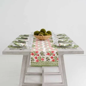 Best Pomegranate Inc Pom Bells Fern & Poppy Table Runner