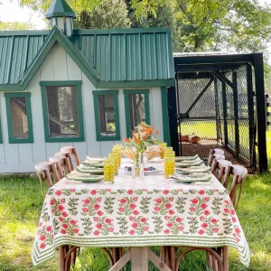 Online Pomegranate Inc Pom Bells Fern & Poppy Tablecloth