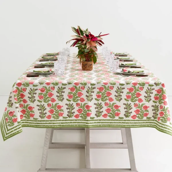 Online Pomegranate Inc Pom Bells Fern & Poppy Tablecloth