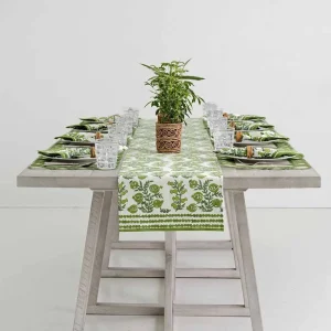 Online Pomegranate Inc Pom Bells Green Table Runner