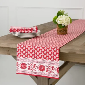 Fashion Pomegranate Inc Pom Buti Red Table Runner