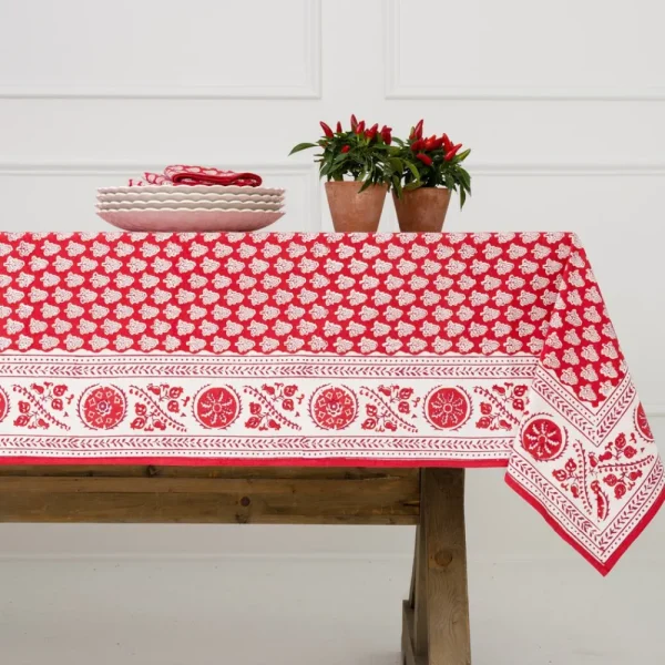 Hot Pomegranate Inc Pom Buti Red Tablecloth