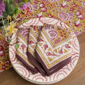 Clearance Pomegranate Inc Pomegranate Garden Plum & Ochre Napkin | Set of 4