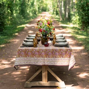 Outlet Pomegranate Inc Pomegranate Garden Plum & Ochre Tablecloth