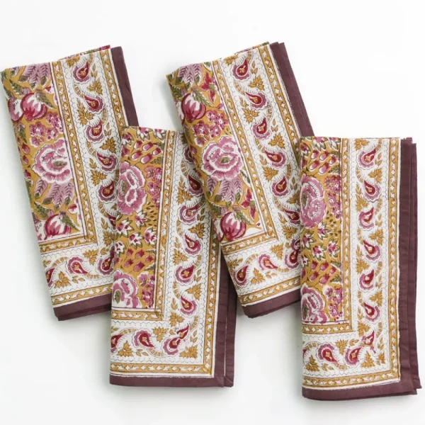 Clearance Pomegranate Inc Pomegranate Garden Plum & Ochre Napkin | Set of 4