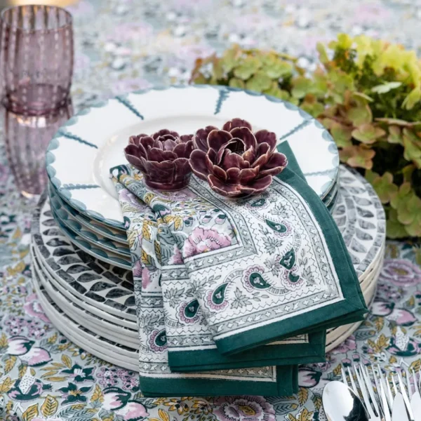 Outlet Pomegranate Inc Pomegranate Garden Teal & Lilac Napkin | Set of 4