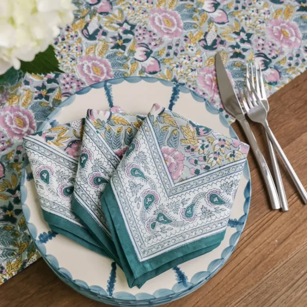 Outlet Pomegranate Inc Pomegranate Garden Teal & Lilac Napkin | Set of 4