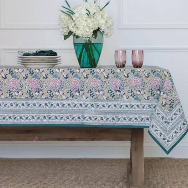 Outlet Pomegranate Inc Pomegranate Garden Teal & Lilac Tablecloth