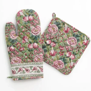 Clearance Pomegranate Inc Pomegranate Garden Wine & Rose Oven Mitt Set