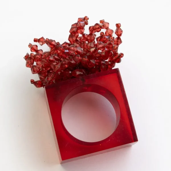 Discount Pomegranate Inc Red Acrylic Beaded Napkin Ring | Set of 4