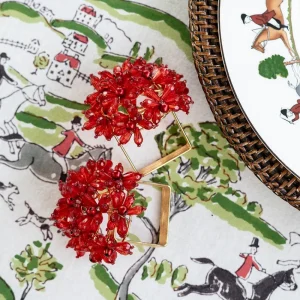 Best Pomegranate Inc Red Bouquet Beaded Napkin Ring | Set of 4