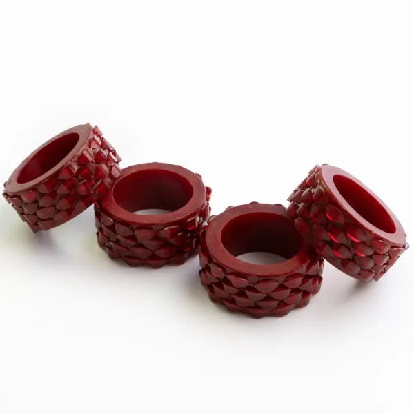 Fashion Pomegranate Inc Red Round Resin Beaded Napkin Ring | Set of 4