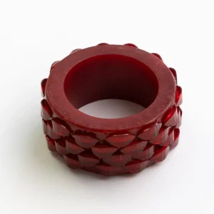 Fashion Pomegranate Inc Red Round Resin Beaded Napkin Ring | Set of 4