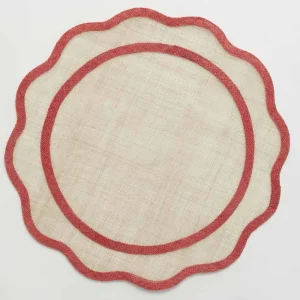 Sale Pomegranate Inc Red Scalloped Edge Woven Placemats | Set 4